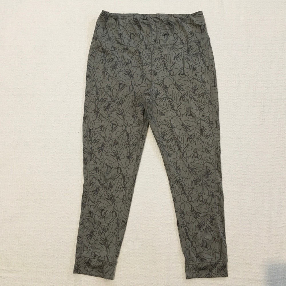 Crane Women's Gray Floral Print Lounge Pants Size‎ Medium Athleisure Gym